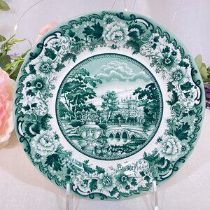 LEGEND British Heritage Earthenware Belmont Garden Toile Green Salad Plates 4